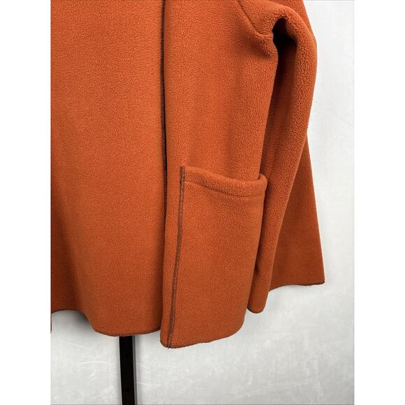 Maralyce Ferree Jacket Womens Large Orange Fleece Coat Wrap Oversized Lagenlook - Picture 5 of 11